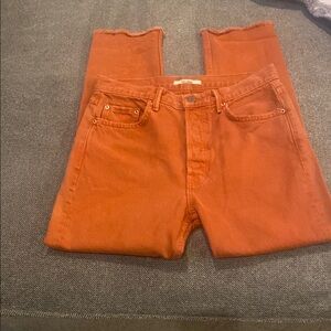 GRLFRND Karolina Button fly Skinny Orange Ankle & Cropped Denim Jeans sz 28